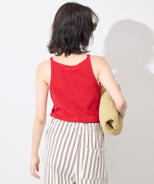 CAROUSE LAMBRA(ケラウズランブラ)の「CaRouseLamBRa/ケラウズランブラ リブキャミソール 251-380 REGULAR(Tシャツ/カットソー・レディース・レッド/アイボリー・FREE)」の4枚目の写真