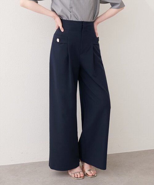 natural couture（ナチュラルクチュール）の「ポケットデザインハイウエストパンツ（その他パンツ・レディース・グリーン/ネイビー/ベージュ・FREE）」の3枚目の写真