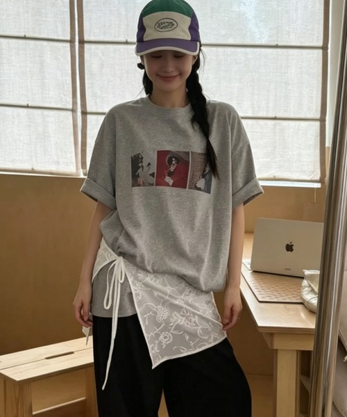 GEMEDA(ジェメダ)の「フォトプリントオーバーTシャツ/ヴィンテージライク半袖トップス(Tシャツ/カットソー・レディース・ホワイト/グレー/ブラック・M)」の17枚目の写真