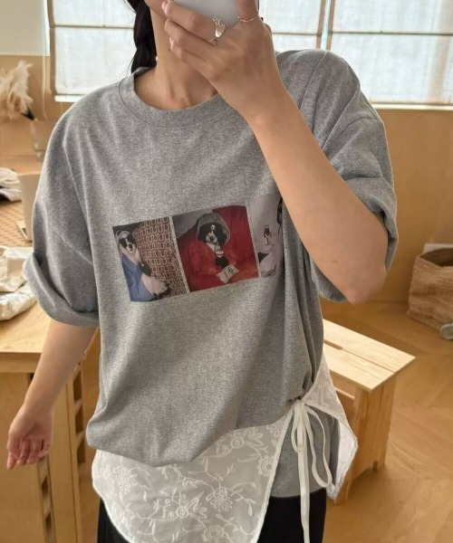 GEMEDA(ジェメダ)の「フォトプリントオーバーTシャツ/ヴィンテージライク半袖トップス(Tシャツ/カットソー・レディース・ホワイト/グレー/ブラック・M)」の16枚目の写真