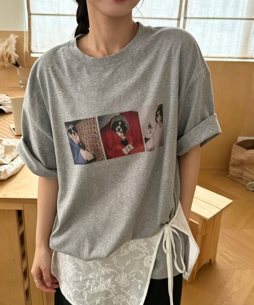 GEMEDA(ジェメダ)の「フォトプリントオーバーTシャツ/ヴィンテージライク半袖トップス(Tシャツ/カットソー・レディース・ホワイト/グレー/ブラック・M)」の13枚目の写真