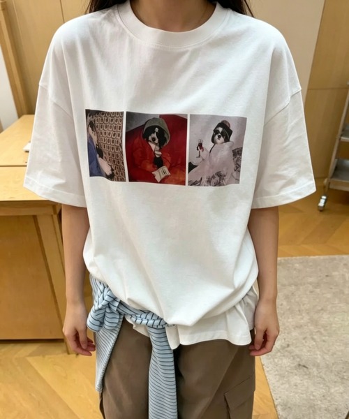 GEMEDA(ジェメダ)の「フォトプリントオーバーTシャツ/ヴィンテージライク半袖トップス(Tシャツ/カットソー・レディース・ホワイト/グレー/ブラック・M)」の12枚目の写真