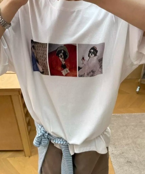 GEMEDA(ジェメダ)の「フォトプリントオーバーTシャツ/ヴィンテージライク半袖トップス(Tシャツ/カットソー・レディース・ホワイト/グレー/ブラック・M)」の9枚目の写真