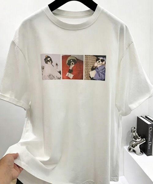 GEMEDA(ジェメダ)の「フォトプリントオーバーTシャツ/ヴィンテージライク半袖トップス(Tシャツ/カットソー・レディース・ホワイト/グレー/ブラック・M)」の5枚目の写真