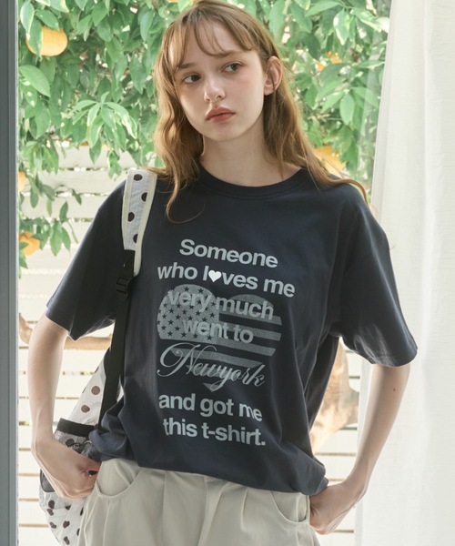 Birthday room(バースデイルーム)の「ハートロゴルーズT/Heart Logo Loose T-shirt(Tシャツ/カットソー・レディース・ホワイト/ミント/ネイビー・FREE)」の3枚目の写真