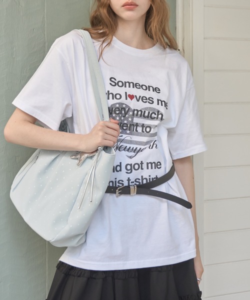 Birthday room(バースデイルーム)の「ハートロゴルーズT/Heart Logo Loose T-shirt(Tシャツ/カットソー・レディース・ホワイト/ミント/ネイビー・FREE)」の4枚目の写真