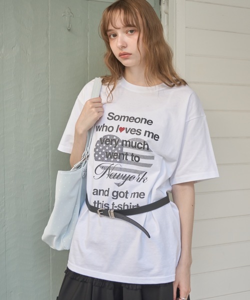 Birthday room(バースデイルーム)の「ハートロゴルーズT/Heart Logo Loose T-shirt(Tシャツ/カットソー・レディース・ホワイト/ミント/ネイビー・FREE)」の5枚目の写真