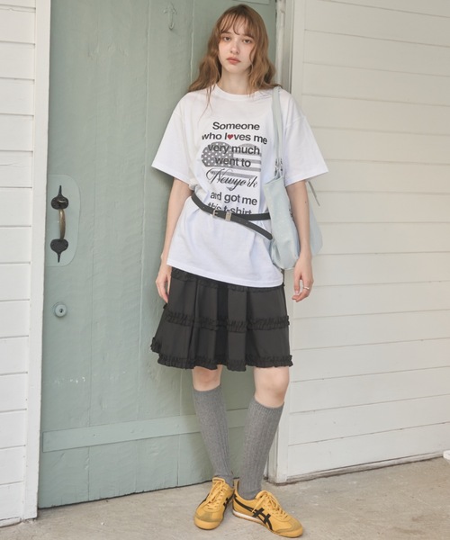 Birthday room(バースデイルーム)の「ハートロゴルーズT/Heart Logo Loose T-shirt(Tシャツ/カットソー・レディース・ホワイト/ミント/ネイビー・FREE)」の6枚目の写真