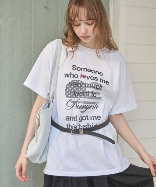Birthday room(バースデイルーム)の「ハートロゴルーズT/Heart Logo Loose T-shirt(Tシャツ/カットソー・レディース・ホワイト/ミント/ネイビー・FREE)」の7枚目の写真
