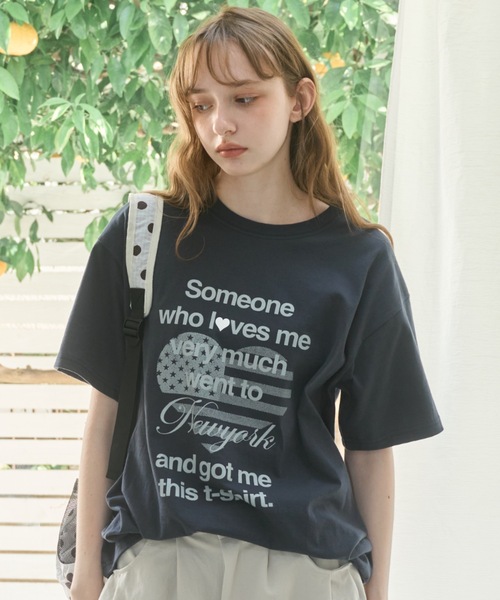 Birthday room(バースデイルーム)の「ハートロゴルーズT/Heart Logo Loose T-shirt(Tシャツ/カットソー・レディース・ホワイト/ミント/ネイビー・FREE)」の15枚目の写真