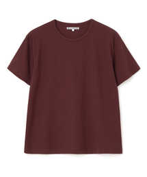 テクスチャークロップUネックTシャツ[バーガンディ]