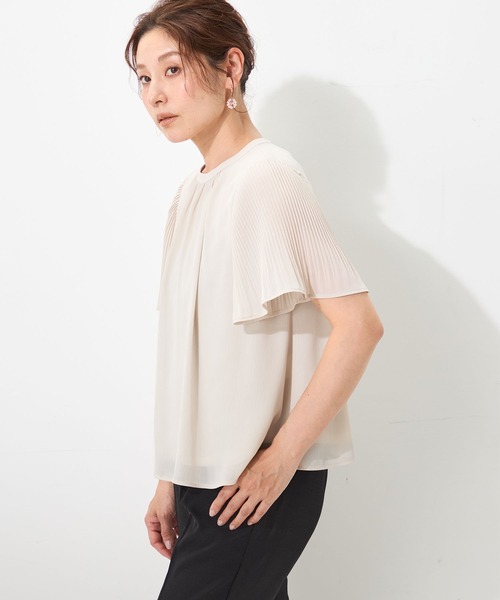 GALLORIA（ギャローリア）の「【接触冷感・ウォッシャブル】袖プリーツブラウス（シャツ/ブラウス・レディース・ライトグレー/ネイビー/ブルー・LL/M/S/L）」の9枚目の写真