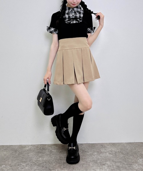 INGNI(イング)の「チェックシャツドッキングフロントリボンリブトップス(Tシャツ/カットソー・レディース・ブラック系/グレー系8・M)」の6枚目の写真