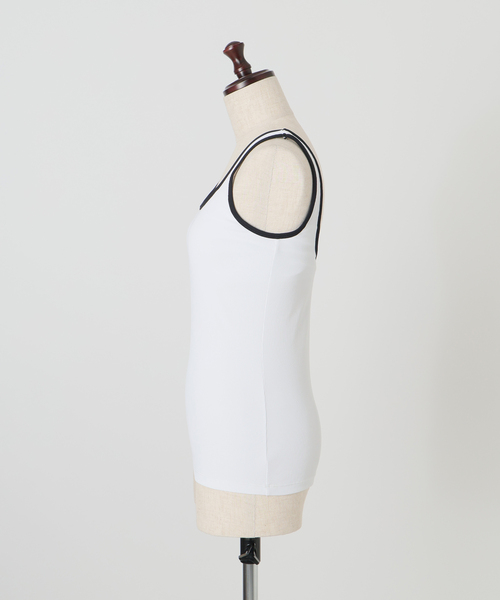 AP STUDIO（エーピーストゥディオ）の「【DAWN/ダン】BICOLOR TANKTOP（その他アンダーウェア/インナー・レディース・ホワイト/ブラウン・FREE）」の3枚目の写真