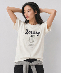 愛らしい少女グラフィックTシャツ[クリーム]