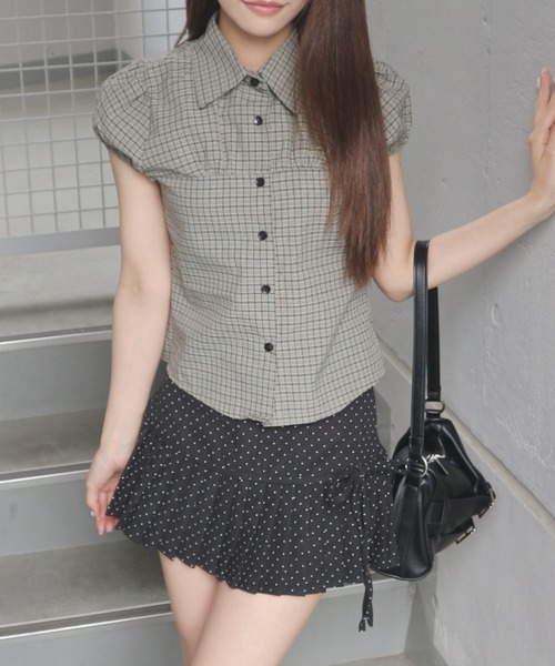CeLess(セレス)の「Retro Check Blouse / レトロチェックブラウス(シャツ/ブラウス・レディース・ダークブラウン/ベージュ/オリーブ・FREE)」の11枚目の写真