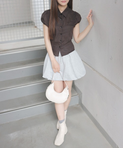 CeLess(セレス)の「Retro Check Blouse / レトロチェックブラウス(シャツ/ブラウス・レディース・ダークブラウン/ベージュ/オリーブ・FREE)」の5枚目の写真