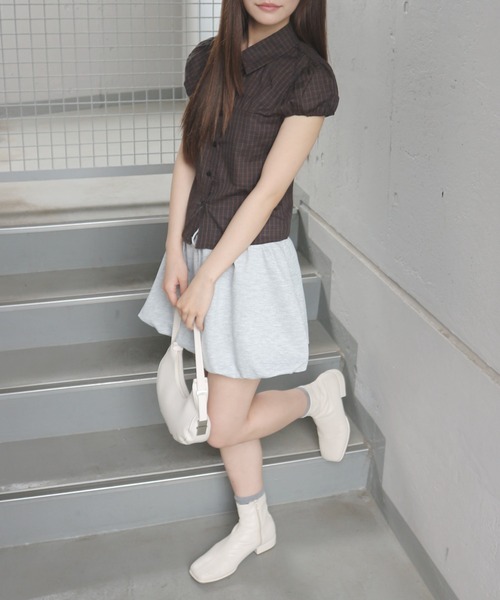 CeLess(セレス)の「Retro Check Blouse / レトロチェックブラウス(シャツ/ブラウス・レディース・ダークブラウン/ベージュ/オリーブ・FREE)」の6枚目の写真