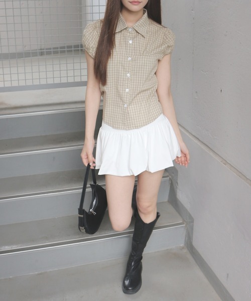 CeLess(セレス)の「Retro Check Blouse / レトロチェックブラウス(シャツ/ブラウス・レディース・ダークブラウン/ベージュ/オリーブ・FREE)」の10枚目の写真