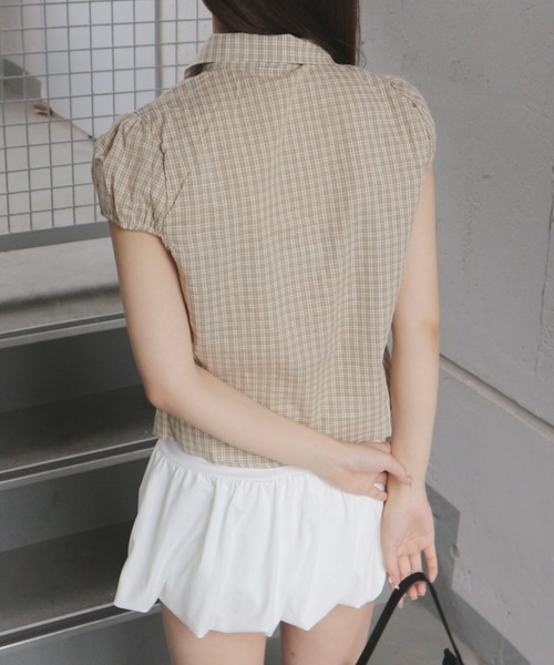 CeLess(セレス)の「Retro Check Blouse / レトロチェックブラウス(シャツ/ブラウス・レディース・ダークブラウン/ベージュ/オリーブ・FREE)」の8枚目の写真