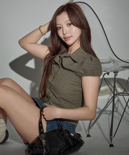 CeLess(セレス)の「Retro Check Blouse / レトロチェックブラウス(シャツ/ブラウス・レディース・ダークブラウン/ベージュ/オリーブ・FREE)」の22枚目の写真