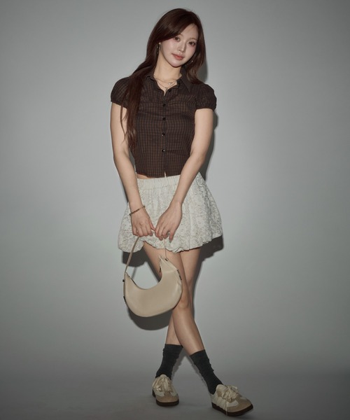 CeLess(セレス)の「Retro Check Blouse / レトロチェックブラウス(シャツ/ブラウス・レディース・ダークブラウン/ベージュ/オリーブ・FREE)」の22枚目の写真