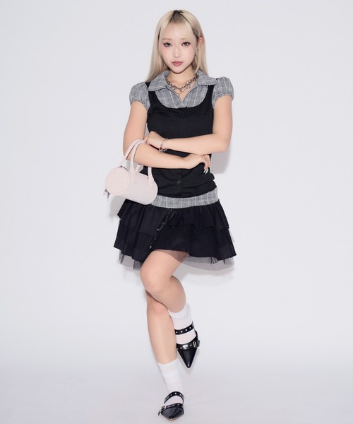 tinkerend(ティンカーエンド)の「Puff-sleeve Gingham Blouse / パフスリーブギンガムチェックブラウス(シャツ/ブラウス・レディース・ブラック・FREE)」の22枚目の写真