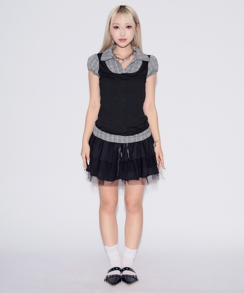 tinkerend(ティンカーエンド)の「Puff-sleeve Gingham Blouse / パフスリーブギンガムチェックブラウス(シャツ/ブラウス・レディース・ブラック・FREE)」の20枚目の写真