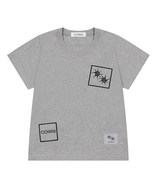 COIRIS(コイリス)の「バミパッチワーク半袖Tシャツ(3カラー)(Tシャツ/カットソー・レディース・チャコールグレー/ホワイト/ブラック・FREE)」の3枚目の写真