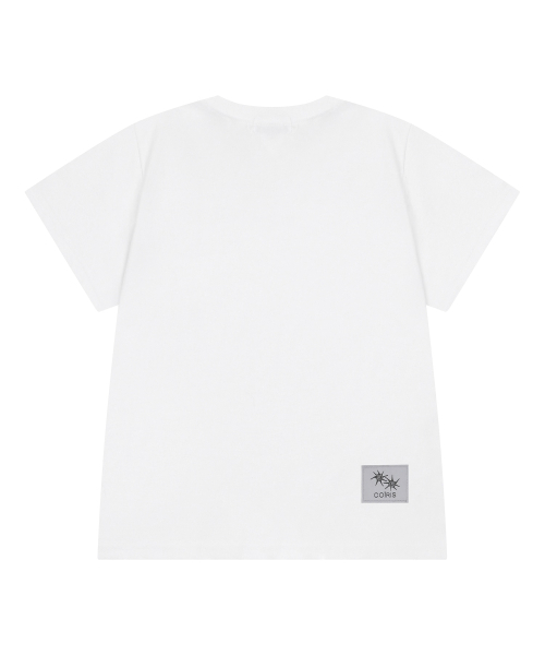 COIRIS(コイリス)の「バミパッチワーク半袖Tシャツ(3カラー)(Tシャツ/カットソー・レディース・チャコールグレー/ホワイト/ブラック・FREE)」の4枚目の写真