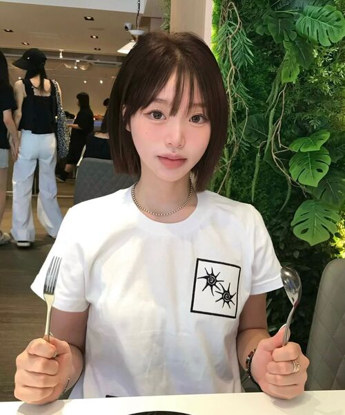 COIRIS(コイリス)の「バミパッチワーク半袖Tシャツ(3カラー)(Tシャツ/カットソー・レディース・チャコールグレー/ホワイト/ブラック・FREE)」の9枚目の写真