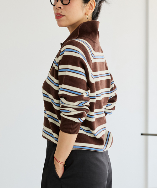 IENA LA BOUCLE(イエナラブークル)の「《手洗い可》IENA LA BOUCLE マルチボーダーラガーシャツニット(ニット/セーター・レディース・アイボリー/ブラウン・FREE)」の20枚目の写真