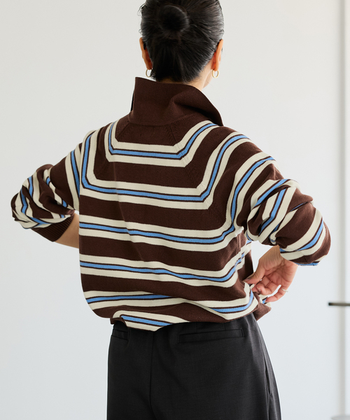 IENA LA BOUCLE(イエナラブークル)の「《手洗い可》IENA LA BOUCLE マルチボーダーラガーシャツニット(ニット/セーター・レディース・アイボリー/ブラウン・FREE)」の19枚目の写真