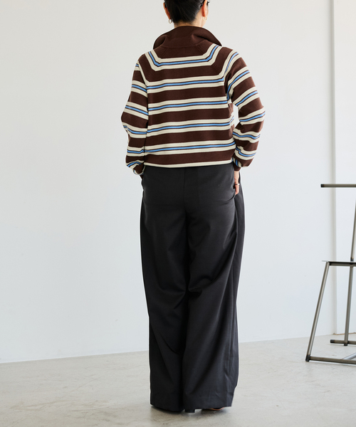 IENA LA BOUCLE(イエナラブークル)の「《手洗い可》IENA LA BOUCLE マルチボーダーラガーシャツニット(ニット/セーター・レディース・アイボリー/ブラウン・FREE)」の15枚目の写真