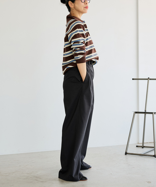 IENA LA BOUCLE(イエナラブークル)の「《手洗い可》IENA LA BOUCLE マルチボーダーラガーシャツニット(ニット/セーター・レディース・アイボリー/ブラウン・FREE)」の14枚目の写真