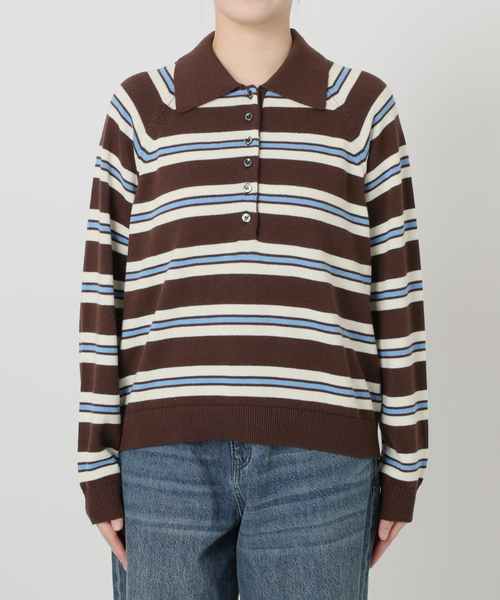 IENA LA BOUCLE(イエナラブークル)の「《手洗い可》IENA LA BOUCLE マルチボーダーラガーシャツニット(ニット/セーター・レディース・アイボリー/ブラウン・FREE)」の13枚目の写真