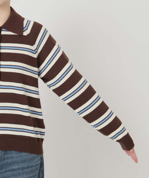 IENA LA BOUCLE(イエナラブークル)の「《手洗い可》IENA LA BOUCLE マルチボーダーラガーシャツニット(ニット/セーター・レディース・アイボリー/ブラウン・FREE)」の9枚目の写真