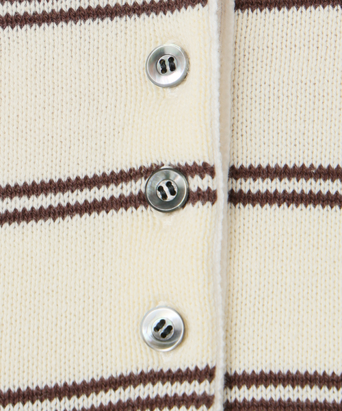 IENA LA BOUCLE(イエナラブークル)の「《手洗い可》IENA LA BOUCLE マルチボーダーラガーシャツニット(ニット/セーター・レディース・アイボリー/ブラウン・FREE)」の4枚目の写真