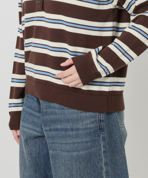 IENA LA BOUCLE(イエナラブークル)の「《手洗い可》IENA LA BOUCLE マルチボーダーラガーシャツニット(ニット/セーター・レディース・アイボリー/ブラウン・FREE)」の19枚目の写真