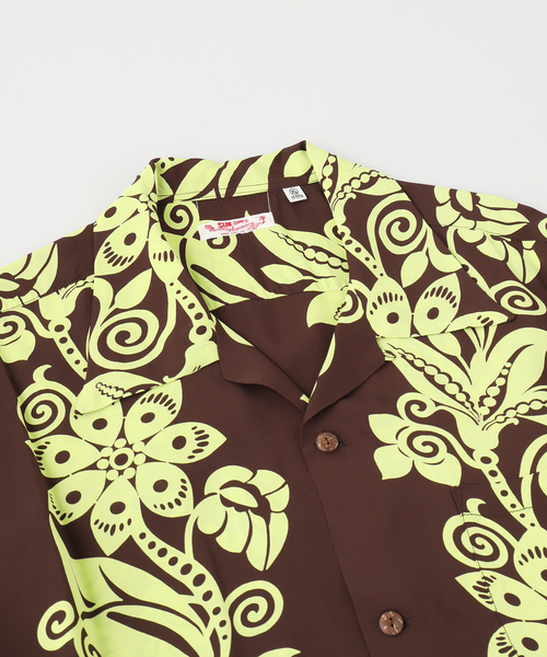 SUN SURF(サンサーフ)の「SUN SURF / サンサーフ "PICTOGRAPH FLOWER"S/S RAYON HAWAIIAN SHIRT(シャツ/ブラウス・メンズ・ブラウン・MEDIUM/X-LARGE/LARGE)」の3枚目の写真