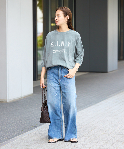 FRAMeWORK(フレームワーク)の「GULFCOAST SPORTSWEAR 別注ドルマンスリーブTシャツ(Tシャツ/カットソー・レディース・スミクロ/ブラウン/ベージュ/ライトグレー・FREE)」の15枚目の写真