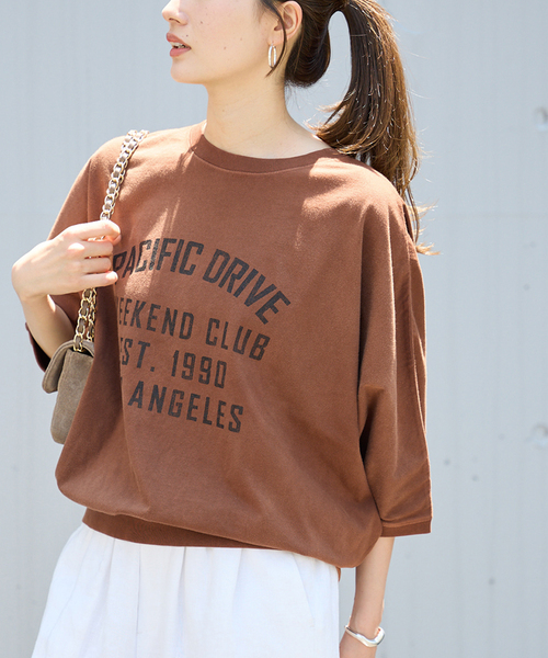 FRAMeWORK(フレームワーク)の「GULFCOAST SPORTSWEAR 別注ドルマンスリーブTシャツ(Tシャツ/カットソー・レディース・スミクロ/ブラウン/ベージュ/ライトグレー・FREE)」の9枚目の写真