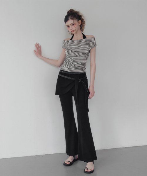 TWEE(トゥウィー)の「エデルンホルターレイヤードTシャツ(Tシャツ/カットソー・レディース・スカイブルー/ブラック・FREE)」の4枚目の写真