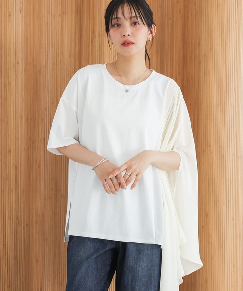 n'OrLABEL(ノアールレーベル)の「【接触冷感】アシメドッキングカットソー(Tシャツ/カットソー・レディース・ブルー系その他/オフホワイト/ブラック・FREE)」の18枚目の写真