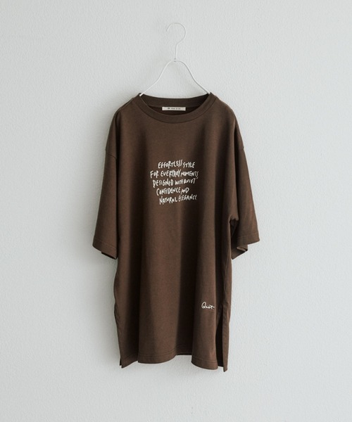 PUAL CE CIN(ピュアルセシン)の「【@kokiminitaコラボ】ロゴプリント×ロゴ刺繍Tシャツ(Tシャツ/カットソー・レディース・ネイビー/ブラウン/オフホワイト・FREE)」の5枚目の写真
