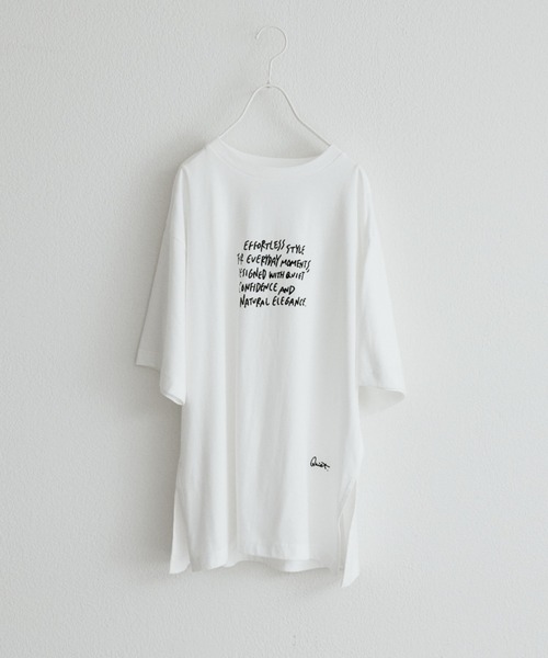 PUAL CE CIN(ピュアルセシン)の「【@kokiminitaコラボ】ロゴプリント×ロゴ刺繍Tシャツ(Tシャツ/カットソー・レディース・ネイビー/ブラウン/オフホワイト・FREE)」の4枚目の写真