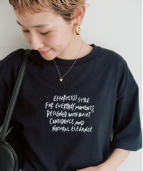 PUAL CE CIN(ピュアルセシン)の「【@kokiminitaコラボ】ロゴプリント×ロゴ刺繍Tシャツ(Tシャツ/カットソー・レディース・ネイビー/ブラウン/オフホワイト・FREE)」の20枚目の写真