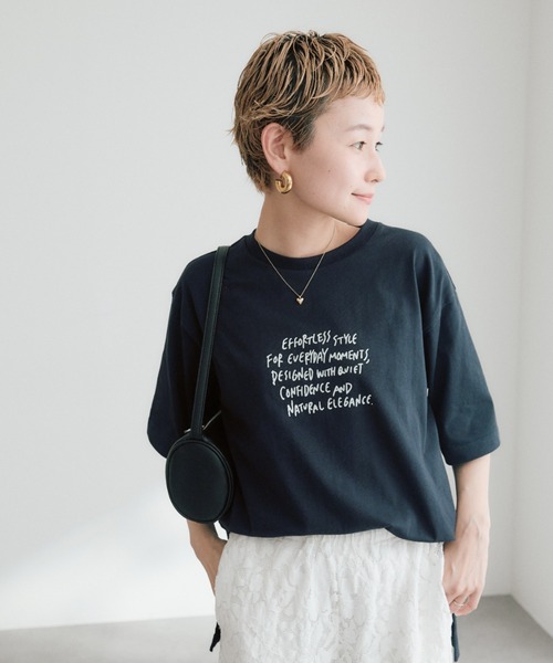 PUAL CE CIN(ピュアルセシン)の「【@kokiminitaコラボ】ロゴプリント×ロゴ刺繍Tシャツ(Tシャツ/カットソー・レディース・ネイビー/ブラウン/オフホワイト・FREE)」の19枚目の写真