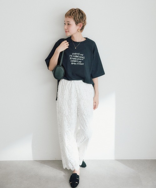 PUAL CE CIN(ピュアルセシン)の「【@kokiminitaコラボ】ロゴプリント×ロゴ刺繍Tシャツ(Tシャツ/カットソー・レディース・ネイビー/ブラウン/オフホワイト・FREE)」の17枚目の写真