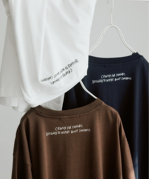 PUAL CE CIN(ピュアルセシン)の「【@kokiminitaコラボ】ロゴプリント×ロゴ刺繍Tシャツ(Tシャツ/カットソー・レディース・ネイビー/ブラウン/オフホワイト・FREE)」の9枚目の写真